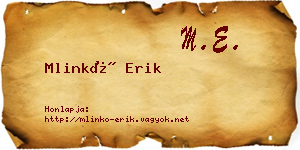 Mlinkó Erik névjegykártya
