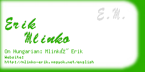 erik mlinko business card